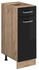 Livinity Küchenunterschrank R-Line, 30 cm ohne Arbeitsplatte, Schwarz Hochglanz/Goldkraft Eiche