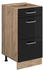 Livinity Küchenunterschrank R-Line, 40 cm mit Schubladen, ohne Arbeitsplatte, Schwarz Hochglanz/Goldkraft Eiche