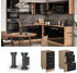 Livinity Küchenunterschrank R-Line, 40 cm mit Schubladen, ohne Arbeitsplatte, Schwarz Hochglanz/Goldkraft Eiche