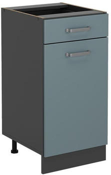 Livinity K&uuml;chenunterschrank R-Line, 40 cm ohne Arbeitsplatte, Blau-Grau/Anthrazit