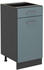 Livinity Küchenunterschrank R-Line, 40 cm ohne Arbeitsplatte, Blau-Grau/Anthrazit