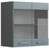 Livinity Küchenschrank Glas R-Line, 60 cm, Blau-Grau/Anthrazit