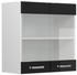 Livinity Küchenschrank Glas R-Line, 60 cm, Schwarz Hochglanz/Weiß