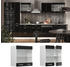 Livinity Küchenschrank Glas R-Line, 60 cm, Schwarz Hochglanz/Weiß