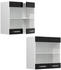 Livinity Küchenschrank Glas R-Line, 60 cm, Schwarz Hochglanz/Weiß