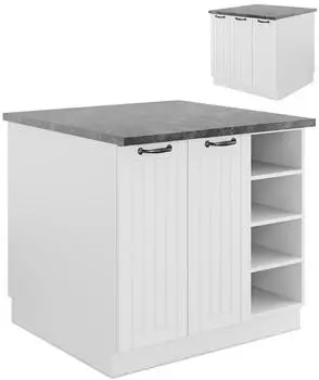 VICCO K&uuml;cheninsel Fame-Line 90 cm ohne Arbeitsplatte, Wei&szlig; Landhaus/Wei&szlig;