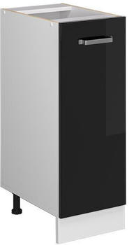 Livinity Apothekerschrank R-Line, 30 cm ohne Arbeitsplatte, Schwarz Hochglanz/Wei&szlig;