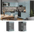 Livinity Küchenschrank Glas R-Line, 40 cm, Blau-Grau/Anthrazit