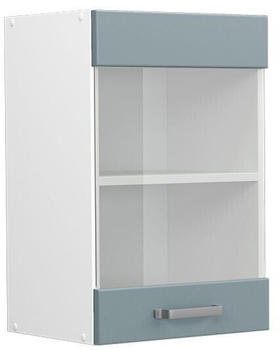 Livinity K&uuml;chenschrank Glas R-Line, 40 cm, Blau-Grau/Wei&szlig;