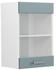 Livinity Küchenschrank Glas R-Line, 40 cm, Blau-Grau/Weiß