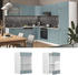 Livinity Küchenschrank Glas R-Line, 40 cm, Blau-Grau/Weiß