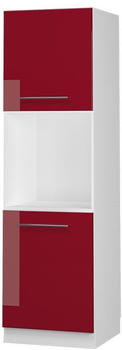 Livinity Herdumbauschrank Fame-Line, 60 cm mit offenem Regal, Bordeaux Hochglanz/Wei&szlig;