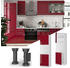 Livinity Herdumbauschrank Fame-Line, 60 cm mit offenem Regal, Bordeaux Hochglanz/Weiß