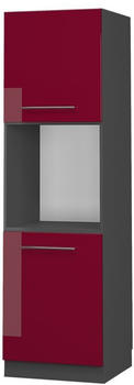 Livinity Herdumbauschrank Fame-Line, 60 cm offen, Bordeaux Hochglanz/Anthrazit