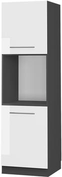 Livinity Herdumbauschrank Fame-Line, 60 cm offen, Wei&szlig; Hochglanz/Anthrazit