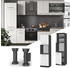 Livinity Herdumbauschrank Fame-Line, 60 cm offen, Weiß Hochglanz/Anthrazit