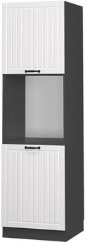 Livinity Herdumbauschrank Fame-Line, 60 cm offen, Wei&szlig; Landhaus/Anthrazit