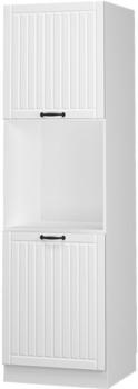 Livinity Herdumbauschrank Fame-Line, 60 cm offen, Wei&szlig; Landhaus/Wei&szlig;