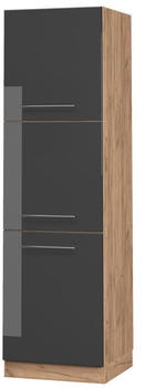 Livinity Herdumbauschrank Fame-Line, 60 cm, Anthrazit Hochglanz/Goldkraft Eiche