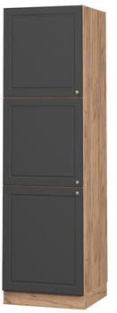Livinity Herdumbauschrank Fame-Line, 60 cm, Anthrazit-Gold/Goldkraft Eiche