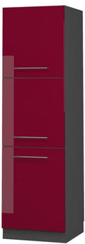 Livinity Herdumbauschrank Fame-Line, 60 cm, Bordeaux Hochglanz/Anthrazit