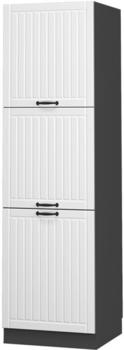 Livinity Herdumbauschrank Fame-Line, 60 cm, Wei&szlig; Landhaus/Anthrazit