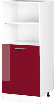 Livinity Herdumbauschrank R-Line, 60 cm, Bordeaux Hochglanz/Wei&szlig;