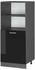 Livinity Herdumbauschrank R-Line, 60 cm, Schwarz Hochglanz/Anthrazit