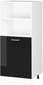 Livinity Herdumbauschrank R-Line, 60 cm, Schwarz Hochglanz/Wei&szlig;