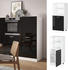 Livinity Herdumbauschrank R-Line, 60 cm, Schwarz Hochglanz/Weiß