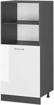 Livinity Herdumbauschrank R-Line, 60 cm, Wei&szlig; Hochglanz/Anthrazit