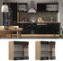 Livinity Küchenschrank Glas R-Line, 60 cm, Schwarz Hochglanz/Goldkraft Eiche