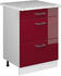 Livinity Küchenunterschrank R-Line, 60 cm mit Schubladen, und Arbeitsplatte, Bordeaux Hochglanz/Weiß