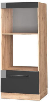 Livinity Mikrowellenschrank Fame-Line, 60 cm offen, Anthrazit Hochglanz/Goldkraft Eiche