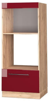 Livinity Mikrowellenschrank Fame-Line, 60 cm offen, Bordeaux Hochglanz/Goldkraft Eiche