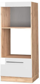 Livinity Mikrowellenschrank Fame-Line, 60 cm offen, Wei&szlig; Hochglanz/Goldkraft Eiche