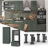 Livinity Mikrowellenschrank Fame-Line, 60 cm, Grün-Gold Landhaus/Anthrazit