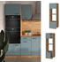 Livinity Mikrowellenschrank R-Line, 60 cm, Blau-Grau/Goldkraft Eiche