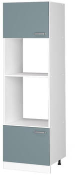 Livinity Mikrowellenschrank R-Line, 60 cm, Blau-Grau/Weiß