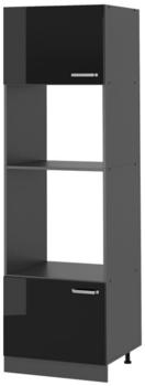 Livinity Mikrowellenschrank R-Line, 60 cm, Schwarz Hochglanz/Anthrazit