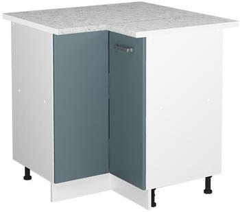 Livinity Eckschrank R-Line, 75.6 cm mit Arbeitsplatte, Blau-Grau/Wei&szlig;