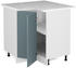 Livinity Eckschrank R-Line, 75.6 cm mit Arbeitsplatte, Blau-Grau/Weiß