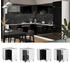 Livinity Eckschrank R-Line, 75.6 cm mit Arbeitsplatte, Schwarz Hochglanz/Weiß