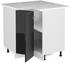 Livinity Eckschrank R-Line, 75.6 cm mit Arbeitsplatte, Schwarz Hochglanz/Weiß