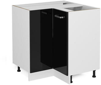 Livinity Eckschrank R-Line, 75.6 cm ohne Arbeitsplatte, Schwarz Hochglanz/Wei&szlig;