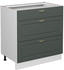 Livinity Küchenunterschrank Fame-Line, 80 cm mit 3 Schubladen, ohne Arbeitsplatte, Grün-Gold Landhaus/Weiß