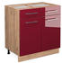 Livinity Küchenunterschrank Fame-Line, 80 cm ohne Arbeitsplatte, Bordeaux Hochglanz/Goldkraft Eiche