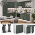 Livinity Küchenunterschrank Fame-Line, 80 cm ohne Arbeitsplatte, Grün-Gold Landhaus/Weiß