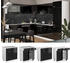 Livinity Küchenunterschrank R-Line, 80 cm mit Arbeitsplatte, Schwarz Hochglanz/Weiß