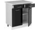 Livinity Küchenunterschrank R-Line, 80 cm mit Arbeitsplatte, Schwarz Hochglanz/Weiß